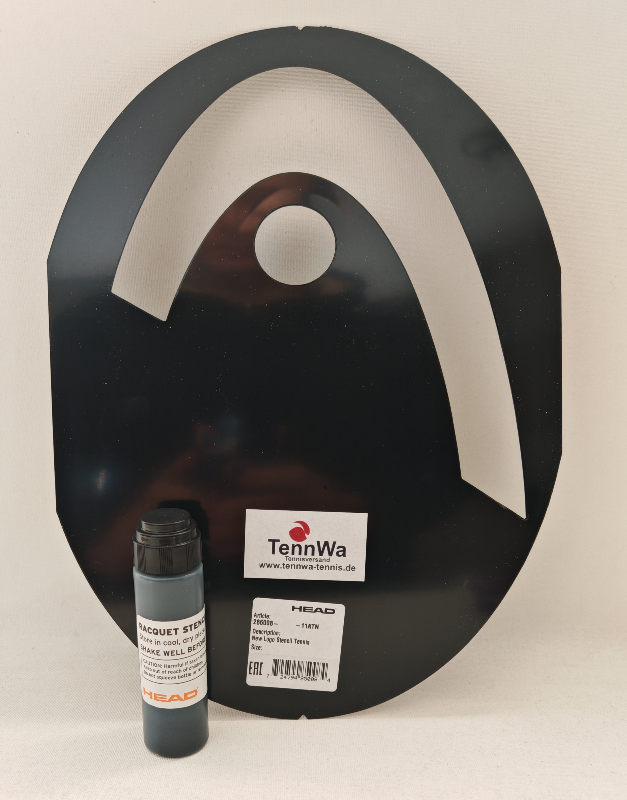 Head Saiten Logo-Stift schwarz und Logo Schablone im Set