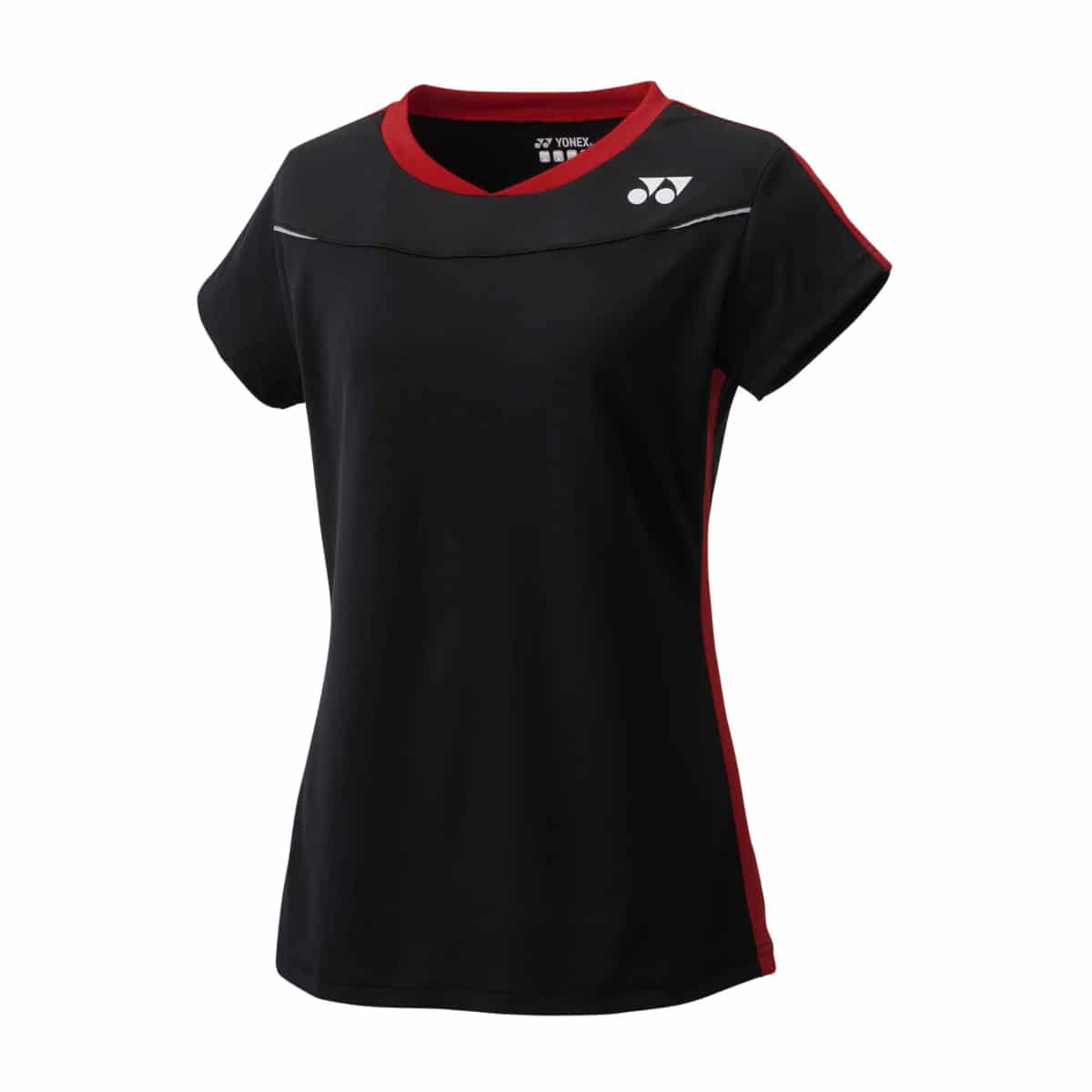 Yonex Damen Cap Sleeve Tshirt, schwarz/rot